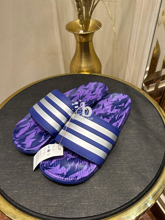 Adidas Argentina Adilette Comfort Slides Legacy Indigo & Silver Metallic