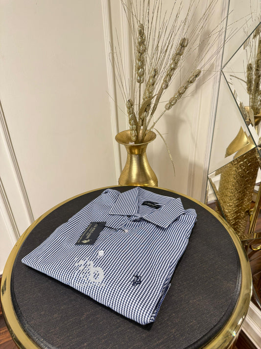 U.S.Polo Assn. Men Burgundy Gingham Check Long Sleeve Button Down Shirt