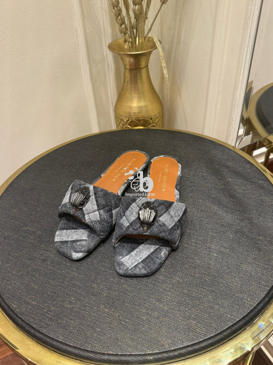 Kurt Geiger London Black Denim Kensington Flat Sandal