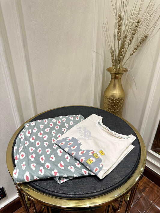 M&S Short Sleeves White PJ Set