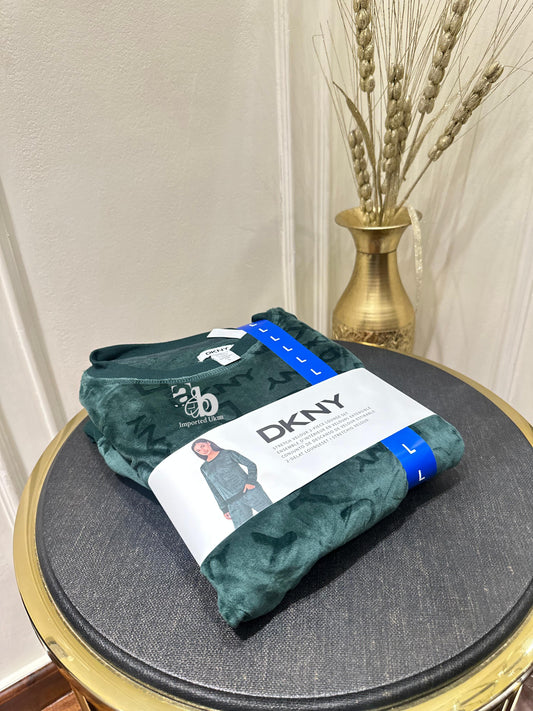 DKNY Full Sleeves Night Suit In Green Colour