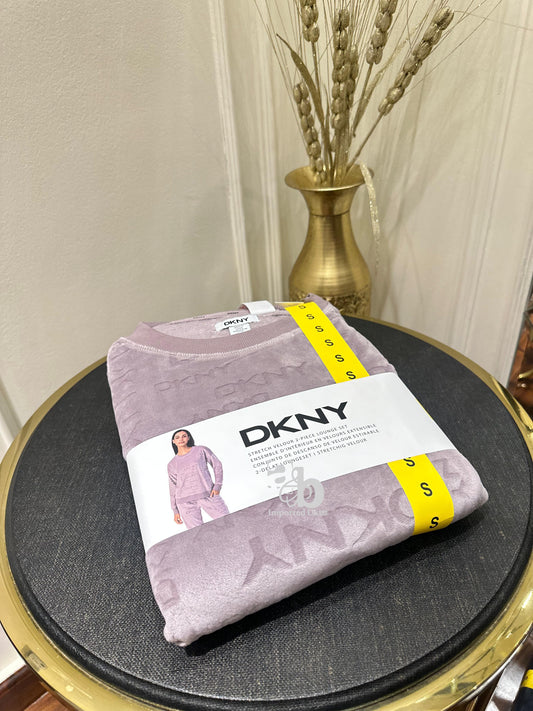 DKNY Full Sleeves Night Suit In Purple In Colour