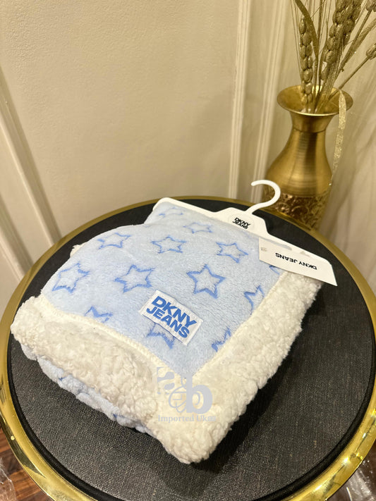 DKNY Sherpa Fleece Star Blanket in Blue