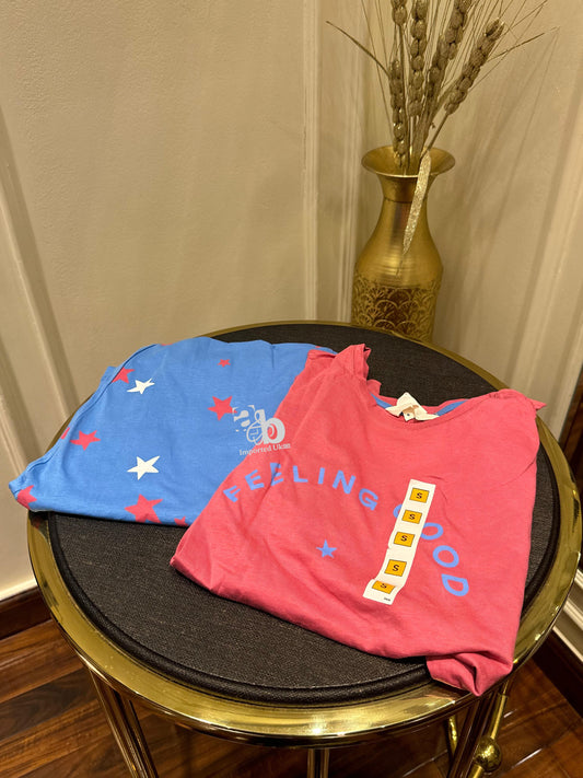 M&S Full Sleeves Pink & Blue PJ Set