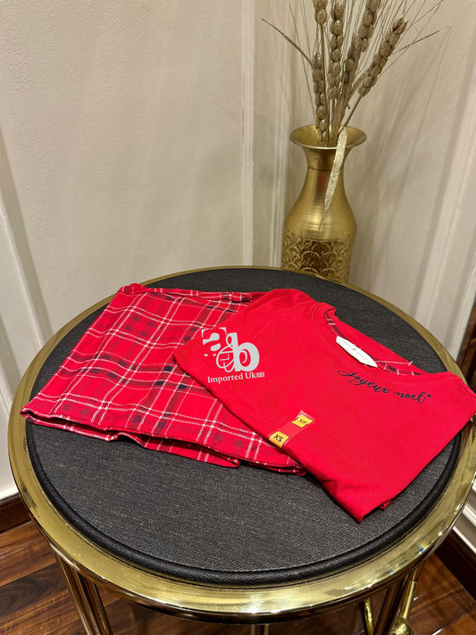 M&S Full Sleeve Red Pj Set For Women