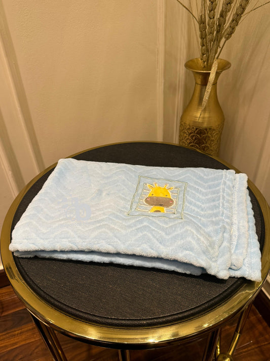 Primark Light Blue Plush Blanket with a Giraffe