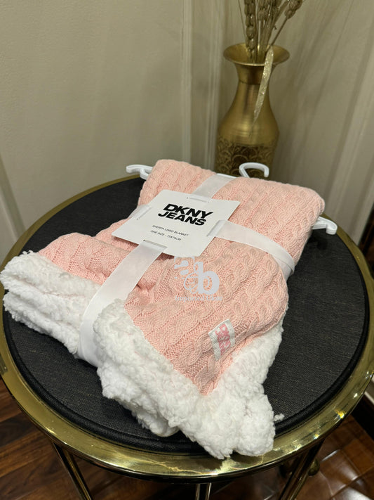 DKNY Baby Girls Sherpa Fleece Blanket in Pink