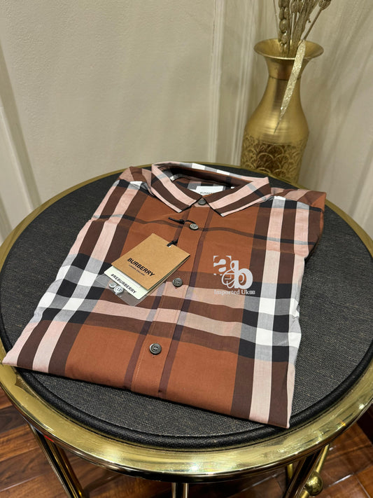 Burberry Men`s Check Cotton Casusal Shirt
