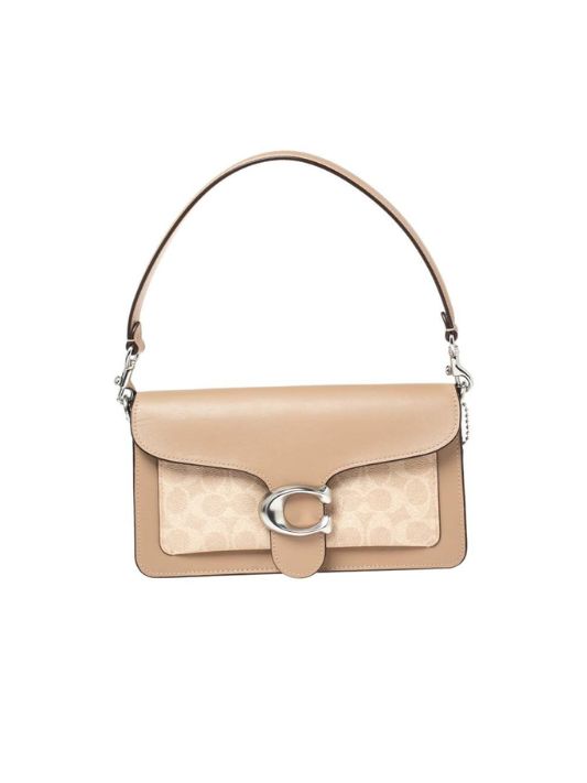 Coach Beige Signature Coated Canvas and  Shoulder Bag