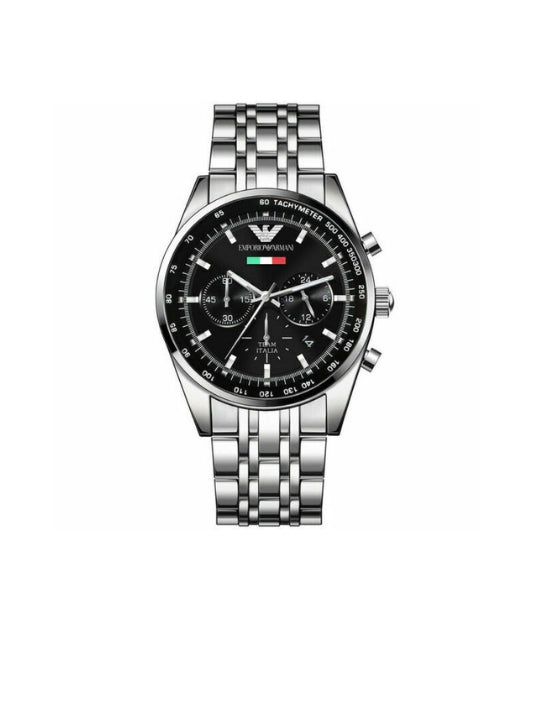 Emporio Armani Men’s Chronograph Stainless Steel Black Dial 43mm Watch - AR5983
