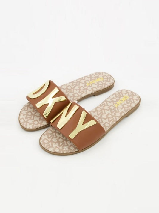 Dkny Brown Signature Slides