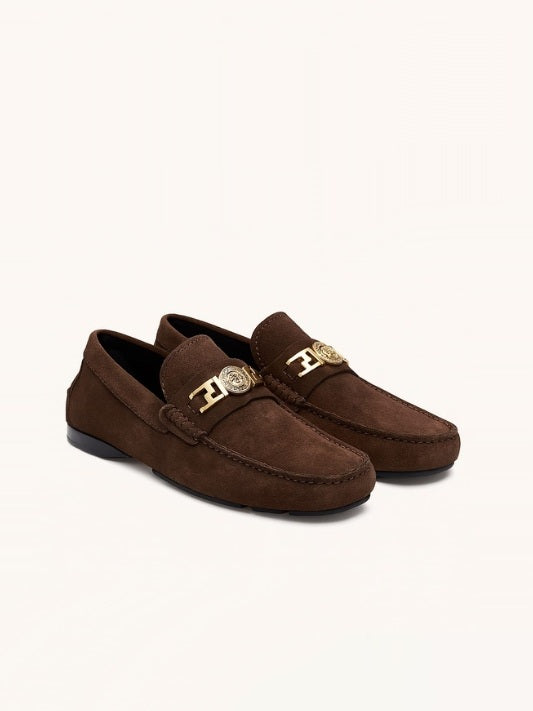 Versace Driver Suede Leather Loafers