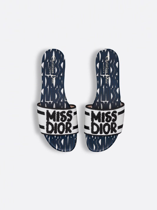 Christian Dior Women's Embroidered Cotton Dway Slide