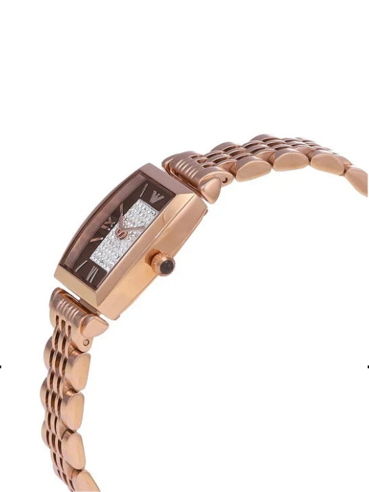 Emporio Armani Women’s Quartz Stainless Steel Brown Crystal Pave Dial Watch - AR11407