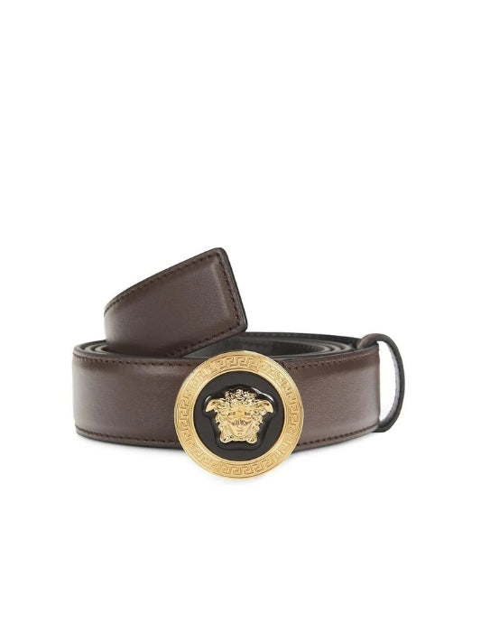 Versace Men's Brown Medusa Leather Belt