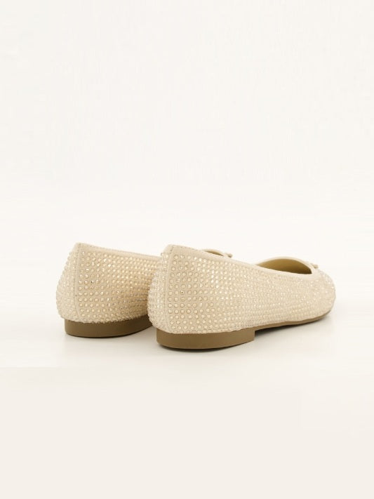 Guess Nude Embellished Ballet Shoes