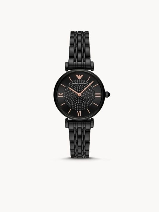 Emporio Armani Women’s Analog Stainless Steel Black Dial 32mm Watch AR11245