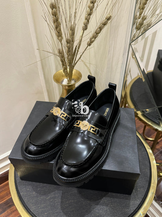Versace Black Leather Shoes For Men