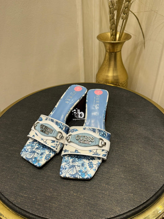 Guess Block Heel Mules Blue