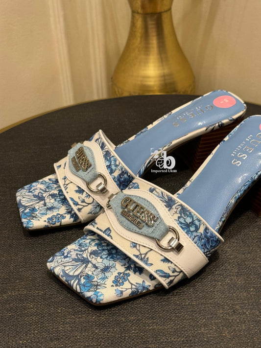 Guess Block Heel Mules Blue