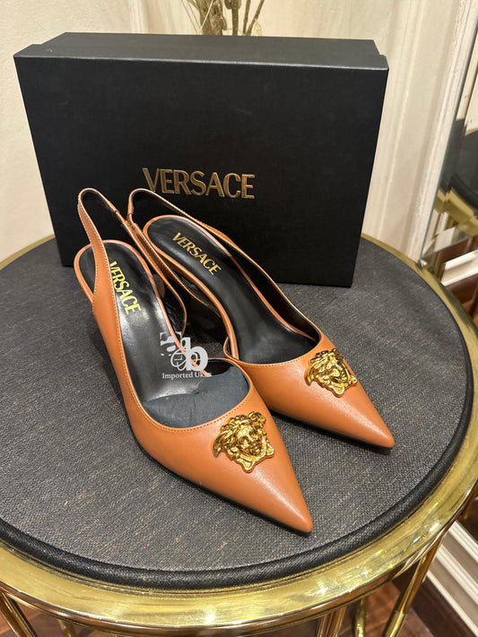 Versace Slingback Brown Heels