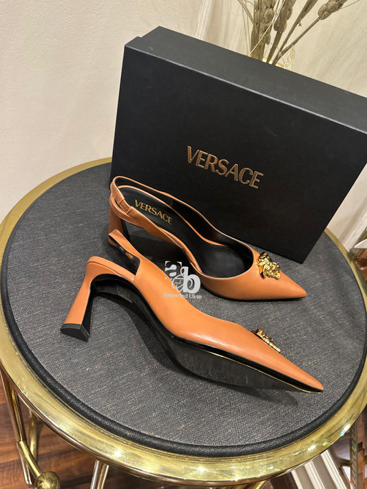 Versace Slingback Brown Heels