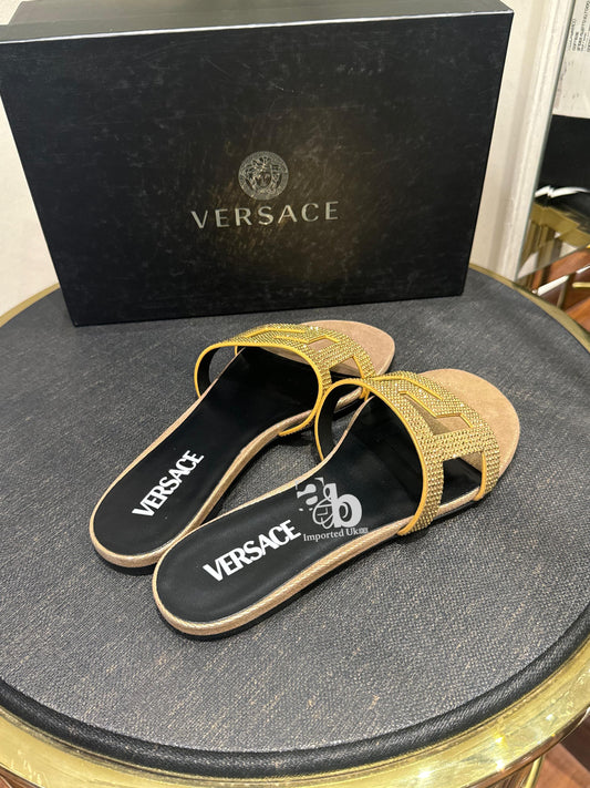 Versace Gold Greca Maze Slides