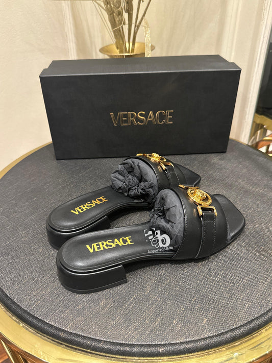 Versace Black Slides