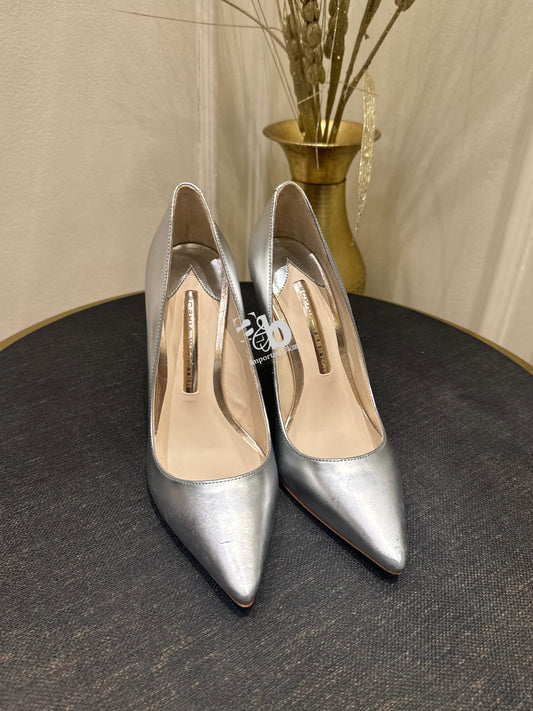 Sophia Webster Metallic Silver Leather Heels