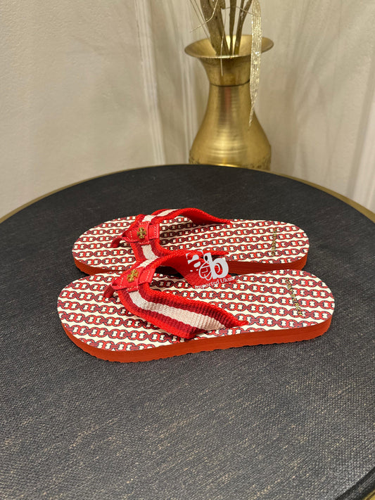 Tory Burch Red Signature Printed Flip Flop