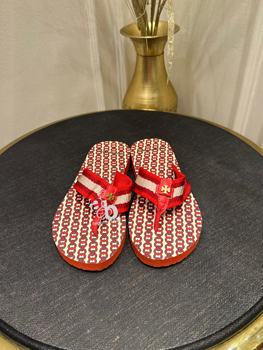 Tory Burch Red Signature Printed Flip Flop