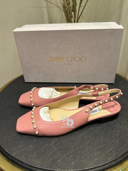 Jimmy Choo Hya 15 | Blush Nappa Leather Studded Flats