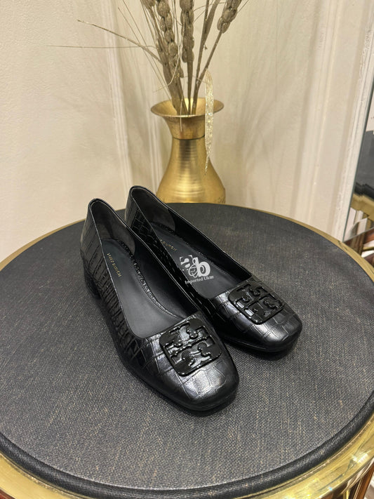 Tory Burch Women Croc Leather Georgia Heels