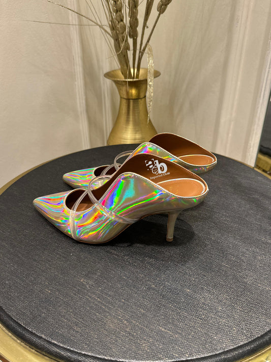 Malone Souliers Maureen Iridescent Mirrored-Leather Heels
