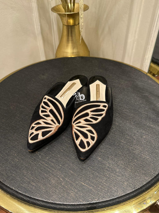 Sophia Webster Butterfly Embroidery Black Shoes