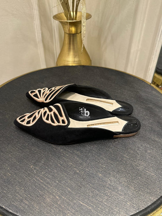 Sophia Webster Butterfly Embroidery Black Shoes