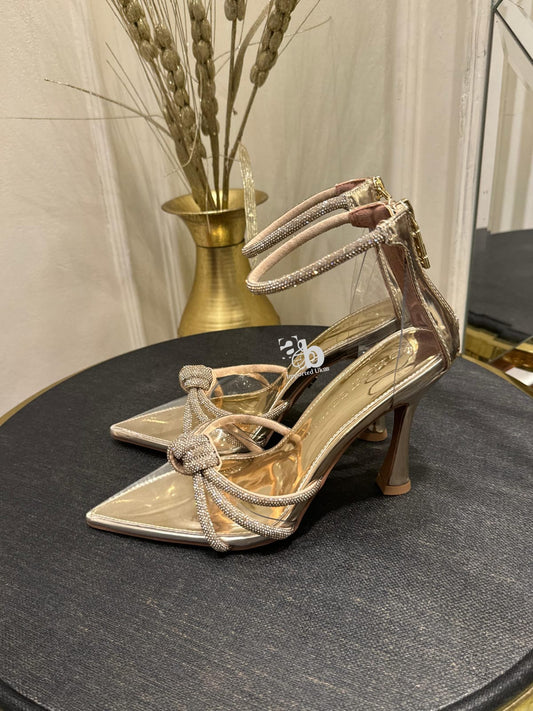 Kurt Geiger Ava Stiletto Heel Strappy Sandals, Gold