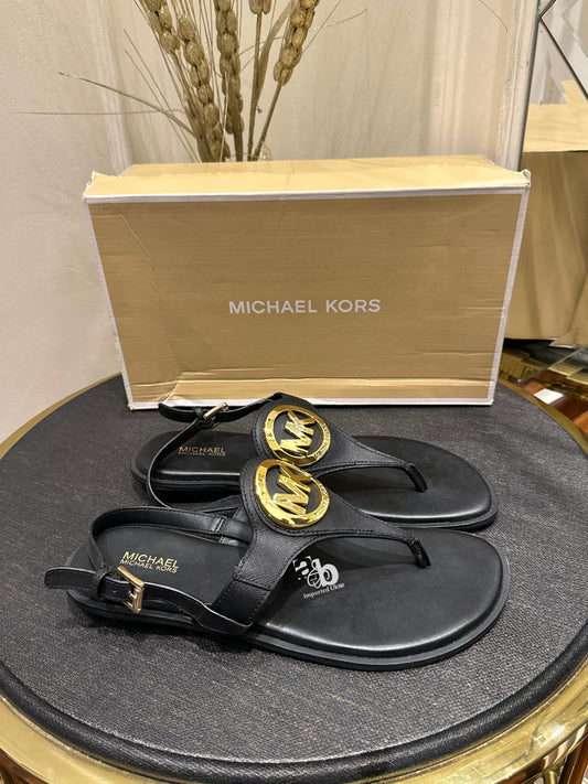 Michael Kors Black Sandals With Gold Logo