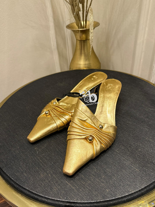 Zara Gold Kitten Heels
