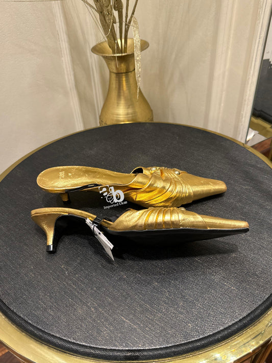 Zara Gold Kitten Heels