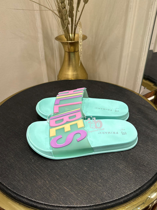 Primark Light Green Chill Vibes Slides