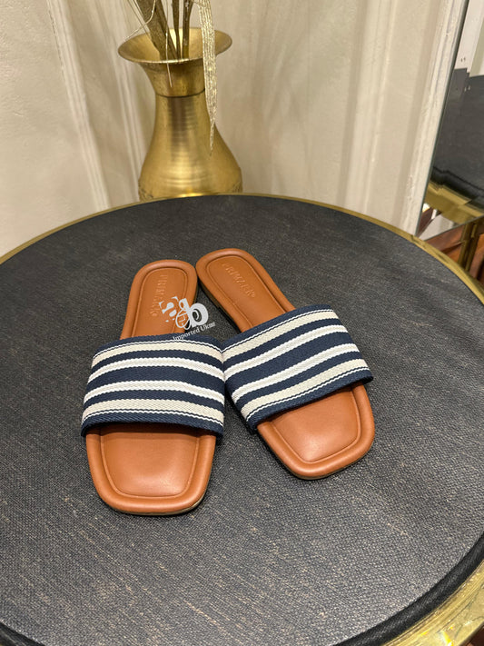 Primark Slides Sandals Blue and Beige Stripes