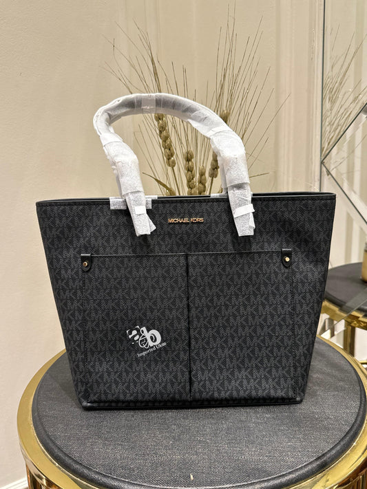 Michael Kors Women Sig Jet Travel Tote Black Bag