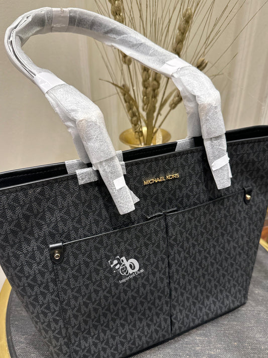 Michael Kors Women Sig Jet Travel Tote Black Bag