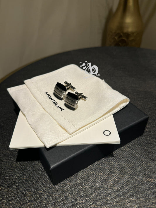 Mont Blanc Silver/Black Cufflink For Men