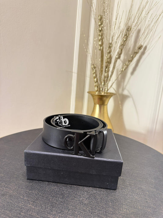 Calvin Klein Black Logo Cow Leather Belt