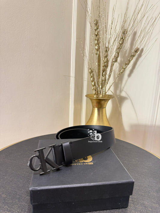 Calvin Klein Black Logo Cow Leather Belt