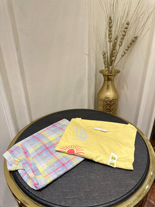 M&S PJ Set Half Sleeves In Mustard Colour