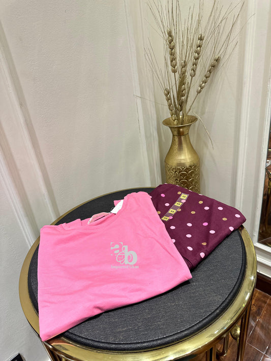 M&S Half Sleeves Polka Dot Pink PJ Set