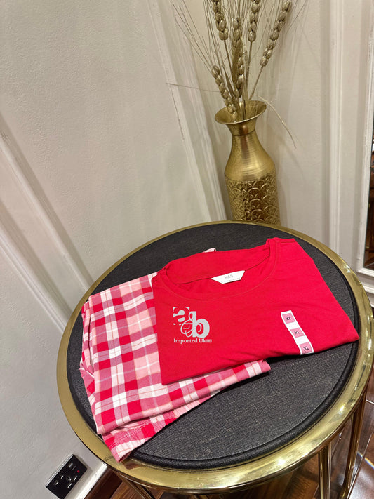 M&S Full Sleeves PJ Set In Red Colour
